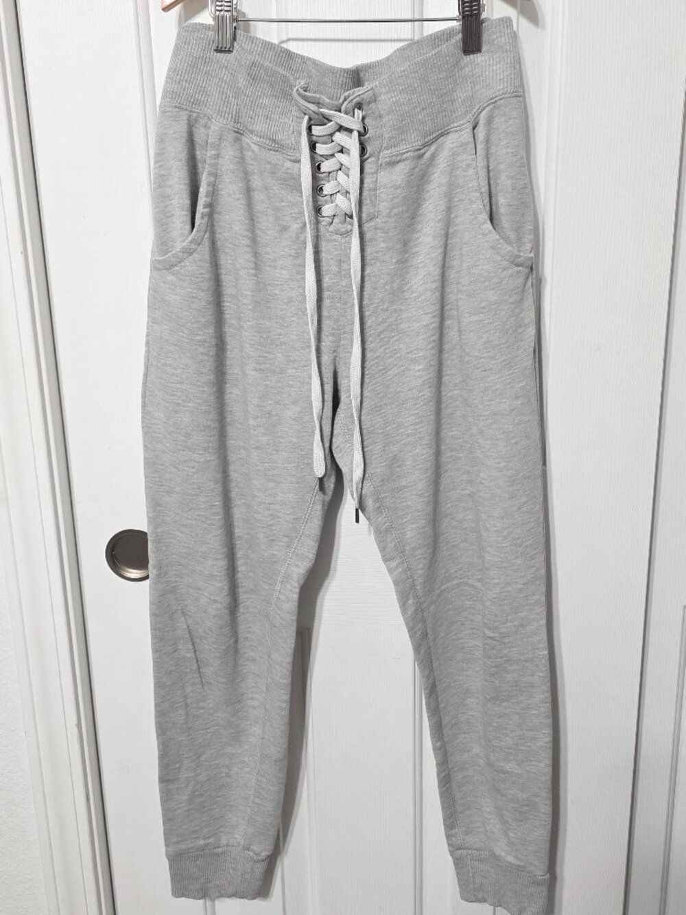 Women's gray lace up sweatpants, Medium, BDG